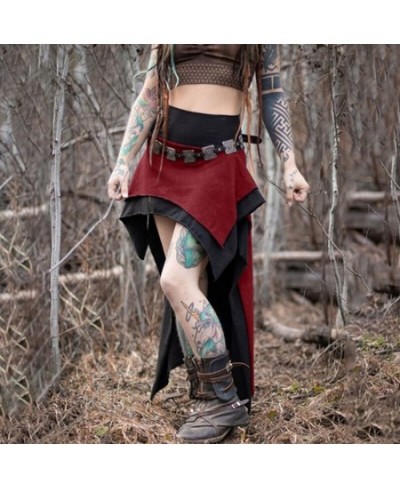 Women's Gothic Punk Layer Skirt Summer Band Waist Irregular High Low Hem Color Block Vintage Handkerchief Skirt For Girls $42...