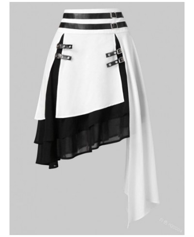 Women's Gothic Punk Layer Skirt Summer Band Waist Irregular High Low Hem Color Block Vintage Handkerchief Skirt For Girls $42...