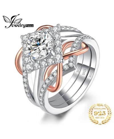 2 Pcs 925 Sterling Silver Rose Gold Wedding Engagement Ring for Woman 1.3ct AAAAA CZ Simulated Diamond Bridal Sets $53.01 - S...