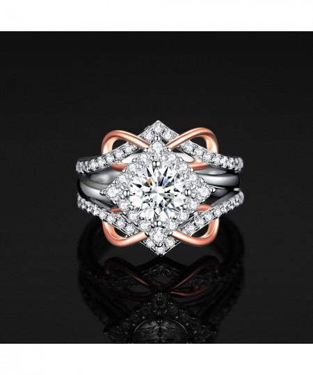 2 Pcs 925 Sterling Silver Rose Gold Wedding Engagement Ring for Woman 1.3ct AAAAA CZ Simulated Diamond Bridal Sets $53.01 - S...