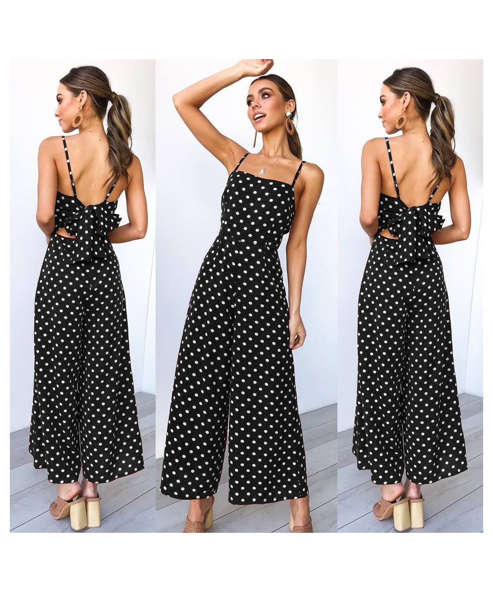 Bow Tie Wide Leg Women Jumpsuits Sexy Backless Bodysuits Bohemain Rompers Playsuit 2023 Female Polka Dot Beach Wear $33.50 - ...