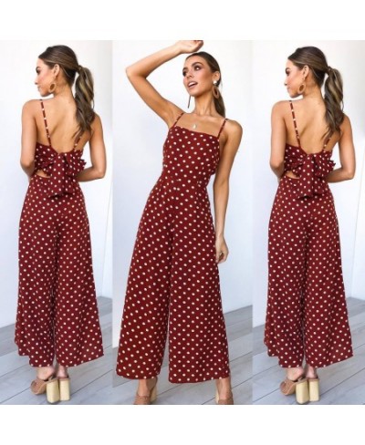 Bow Tie Wide Leg Women Jumpsuits Sexy Backless Bodysuits Bohemain Rompers Playsuit 2023 Female Polka Dot Beach Wear $33.50 - ...