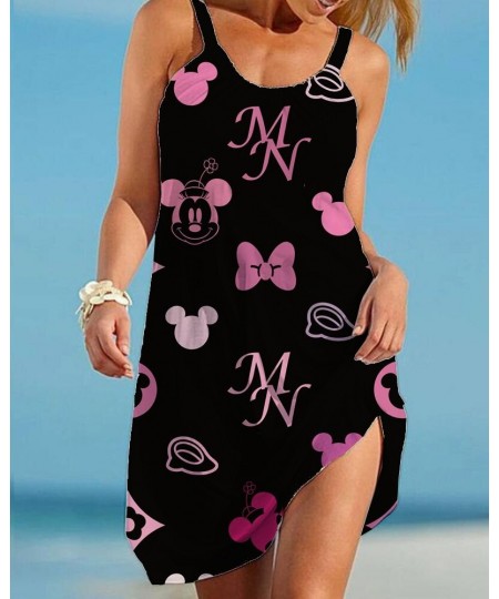 summer Minnie Mickey Mouse Dress Women O Neck sleeveless Casual Beach Sundress Transparent Female Plus Size vestidos 2022 $21...