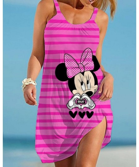 summer Minnie Mickey Mouse Dress Women O Neck sleeveless Casual Beach Sundress Transparent Female Plus Size vestidos 2022 $21...