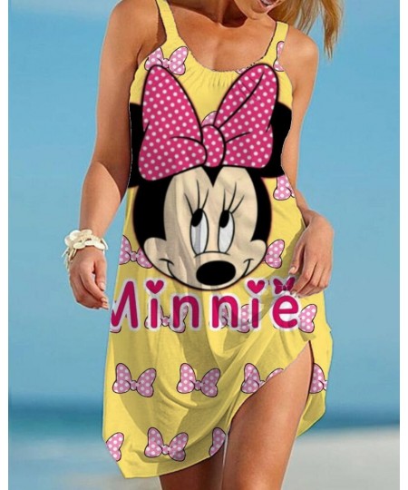 summer Minnie Mickey Mouse Dress Women O Neck sleeveless Casual Beach Sundress Transparent Female Plus Size vestidos 2022 $21...