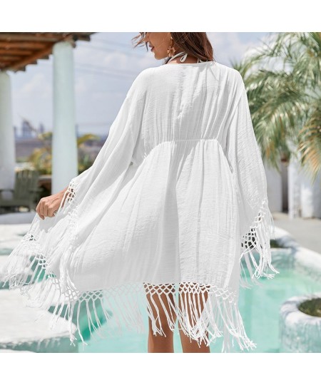 Women Lace Sheer Beach Dress Bikini Cover-Ups Casual Loose Cardigan Dress Kimono Summer Swimwear Cover Up $33.16 - Swimsuit