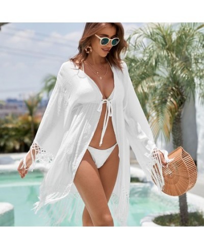 Women Lace Sheer Beach Dress Bikini Cover-Ups Casual Loose Cardigan Dress Kimono Summer Swimwear Cover Up $33.16 - Swimsuit