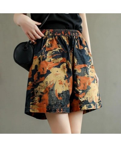 Women's Shorts New 2023 Large Pockets Elastic Waist Loose Casual Pants Summer Women High Waist Print Wide Leg Shorts Fashion ...