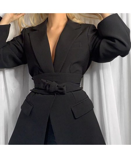 Office Ladies Blazer Dress Women Suits with Belt Outerwear Women's Jackets 2022 Long Sleeve Elegant White Black Jacket Female...