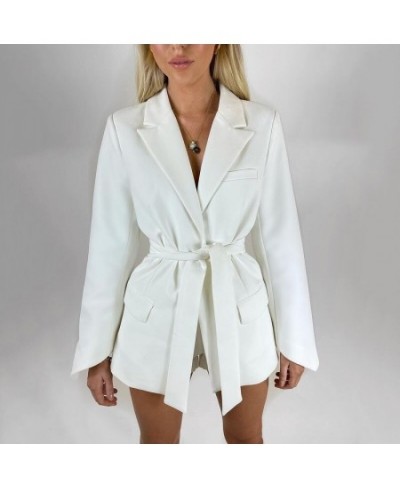 Office Ladies Blazer Dress Women Suits with Belt Outerwear Women's Jackets 2022 Long Sleeve Elegant White Black Jacket Female...