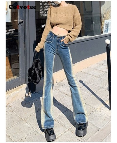 High Waisted Blue Jeans for Women 2022 Gradual New Korean Fashion Vintage Streetwear Skinny Y2k Denim Pants Flare Pants $60.1...