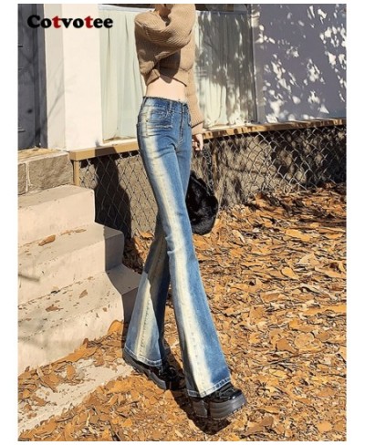 High Waisted Blue Jeans for Women 2022 Gradual New Korean Fashion Vintage Streetwear Skinny Y2k Denim Pants Flare Pants $60.1...