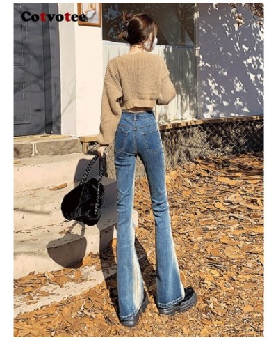 High Waisted Blue Jeans for Women 2022 Gradual New Korean Fashion Vintage Streetwear Skinny Y2k Denim Pants Flare Pants $60.1...