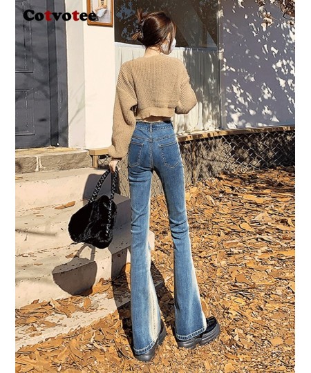 High Waisted Blue Jeans for Women 2022 Gradual New Korean Fashion Vintage Streetwear Skinny Y2k Denim Pants Flare Pants $60.1...