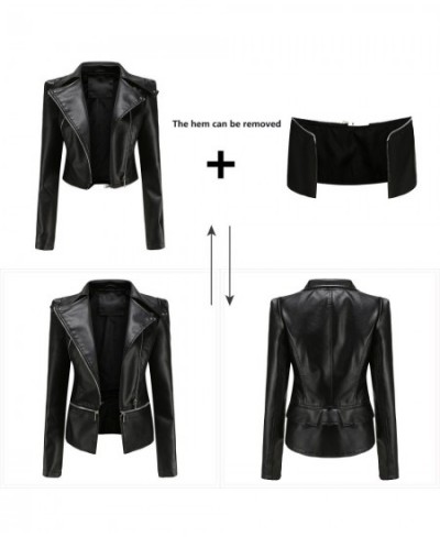 Spring Autumn Motorcycle Faux Leather Jacket Women Casual Leather Coat Female Long Sleeve Turn-down Collar Solid Outwear $55....