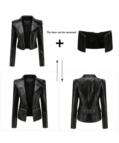 Spring Autumn Motorcycle Faux Leather Jacket Women Casual Leather Coat Female Long Sleeve Turn-down Collar Solid Outwear $55....