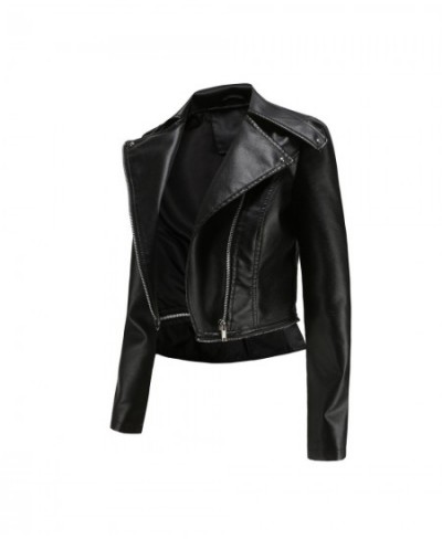 Spring Autumn Motorcycle Faux Leather Jacket Women Casual Leather Coat Female Long Sleeve Turn-down Collar Solid Outwear $55....