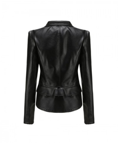 Spring Autumn Motorcycle Faux Leather Jacket Women Casual Leather Coat Female Long Sleeve Turn-down Collar Solid Outwear $55....