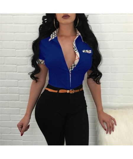 Deep V Neck Long Sleeve T Shirt Sexy Tight Club Party Lady Fashion Top High Street Lady Fashion Top $33.02 - Women Tops