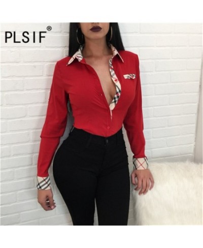 Deep V Neck Long Sleeve T Shirt Sexy Tight Club Party Lady Fashion Top High Street Lady Fashion Top $33.02 - Women Tops