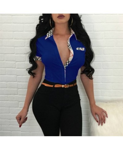 Deep V Neck Long Sleeve T Shirt Sexy Tight Club Party Lady Fashion Top High Street Lady Fashion Top $33.02 - Women Tops