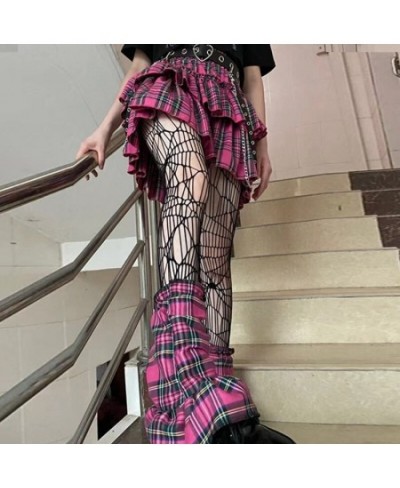 Women Gothic Punk High Waist Layered A-Line Mini Skater Skirt Harajuku Plaid Print Pleated Ruffled Flare Hem New $35.74 - Skirts