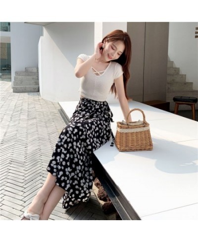 Women Skirt Summer Fashion Sexy High Waist Irregular Split Bandage Wrap Pencil Skirts Casual Floral Print Women Slim Boho $30...