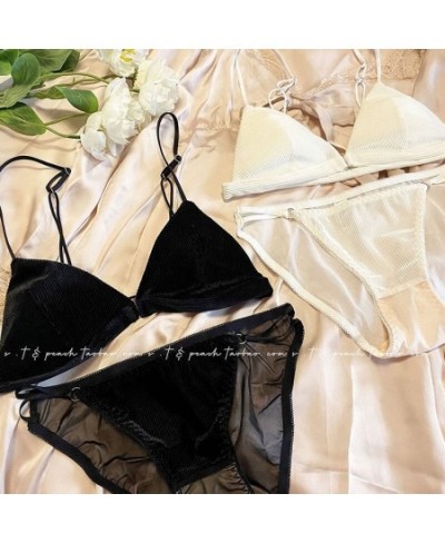 French Style Front Buckle Triangle Cup Underwear Bra No Steel Ring Comfortable And Sexy Ultra-thin Bra Lingerie Set $30.37 - ...