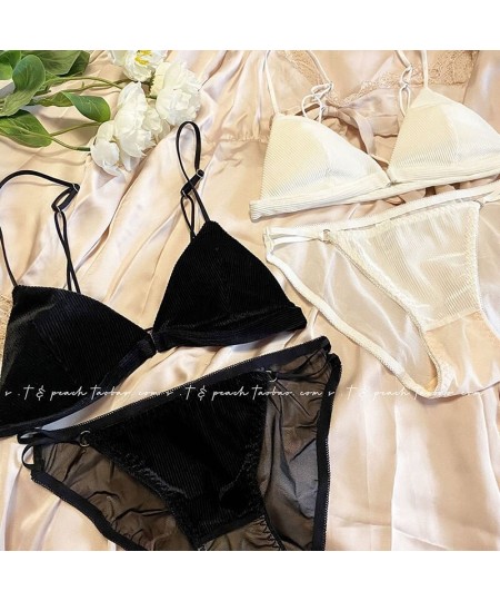 French Style Front Buckle Triangle Cup Underwear Bra No Steel Ring Comfortable And Sexy Ultra-thin Bra Lingerie Set $30.37 - ...