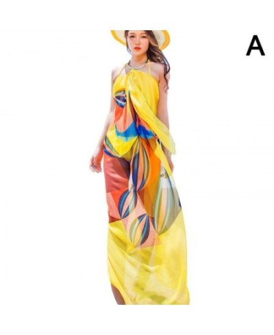 Summer Super Large Chiffon Scarf Beach Bikini Up Dress Beachwear Thin Sarong Wrap Scarf Pareo Sunscreen Cover $18.83 - Swimsuit