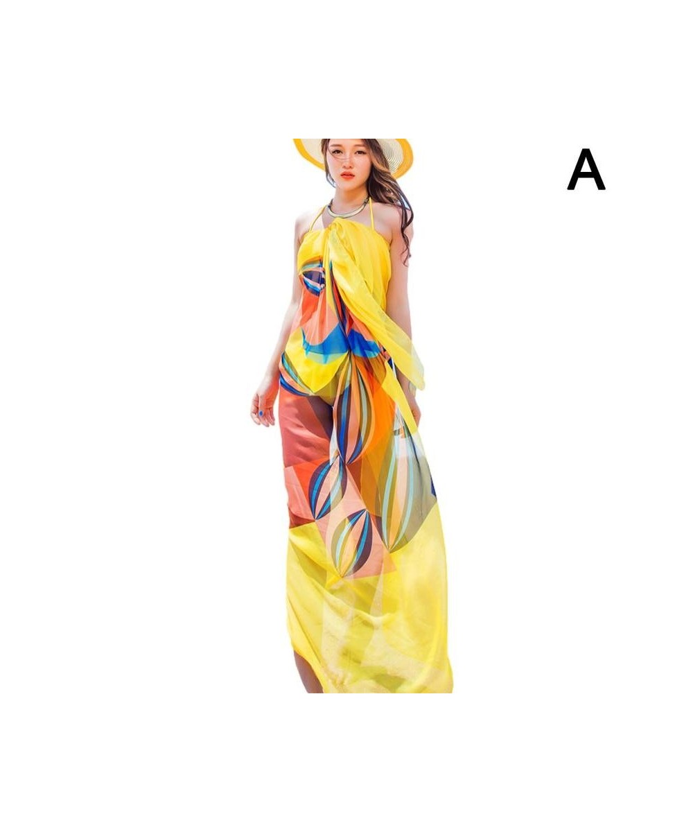 Summer Super Large Chiffon Scarf Beach Bikini Up Dress Beachwear Thin Sarong Wrap Scarf Pareo Sunscreen Cover $18.83 - Swimsuit