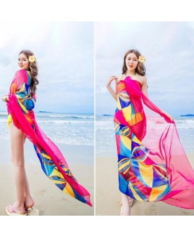 Summer Super Large Chiffon Scarf Beach Bikini Up Dress Beachwear Thin Sarong Wrap Scarf Pareo Sunscreen Cover $18.83 - Swimsuit