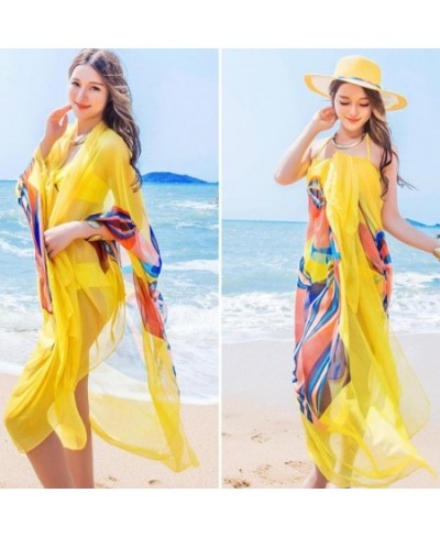 Summer Super Large Chiffon Scarf Beach Bikini Up Dress Beachwear Thin Sarong Wrap Scarf Pareo Sunscreen Cover $18.83 - Swimsuit