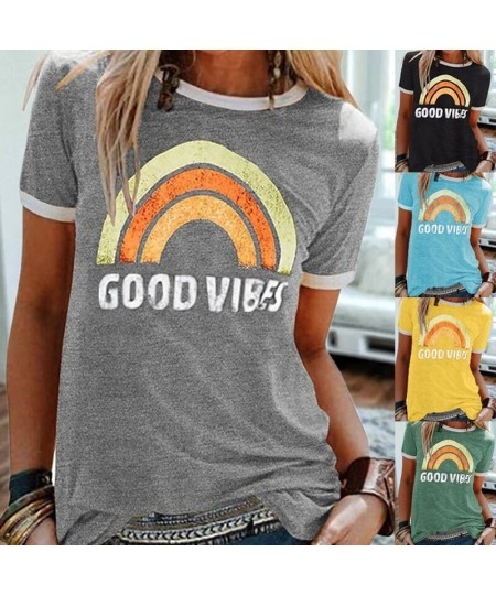 Tshirts Women T Shirt 2022 Summer Short Sleeve Harajuku T-shirts Ladies Casual Funny Tee Shirts for Women Graphic Tees Y2k To...