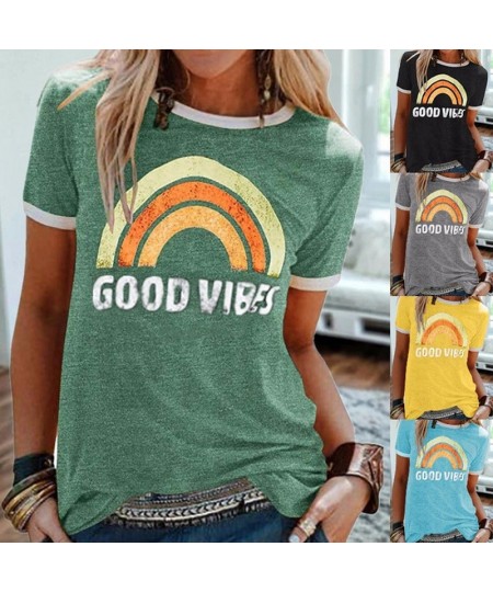 Tshirts Women T Shirt 2022 Summer Short Sleeve Harajuku T-shirts Ladies Casual Funny Tee Shirts for Women Graphic Tees Y2k To...