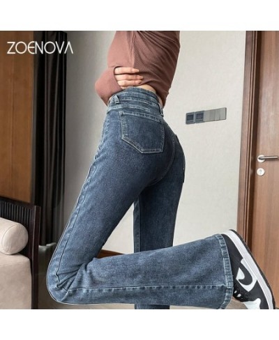 Y2K Stretch Flare Hem Split Jeans Women's High Waist Casual Fashion Retro American Style Streetwear Versatile Trousers $50.57...