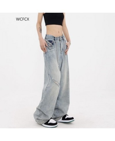 Harajuku Wide Leg Jeans for Women Vintage Streetwear Baggy Jeans High Waist Pants Denim Trousers $110.30 - Jeans