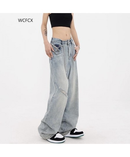 Harajuku Wide Leg Jeans for Women Vintage Streetwear Baggy Jeans High Waist Pants Denim Trousers $110.30 - Jeans