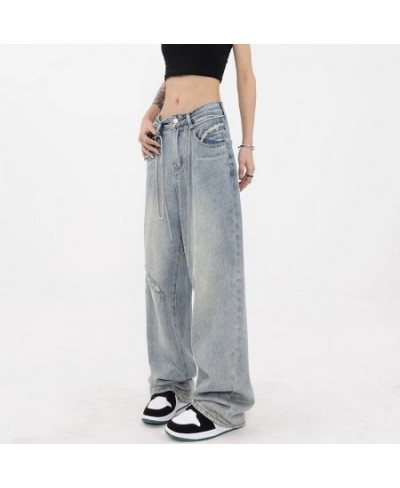 Harajuku Wide Leg Jeans for Women Vintage Streetwear Baggy Jeans High Waist Pants Denim Trousers $110.30 - Jeans