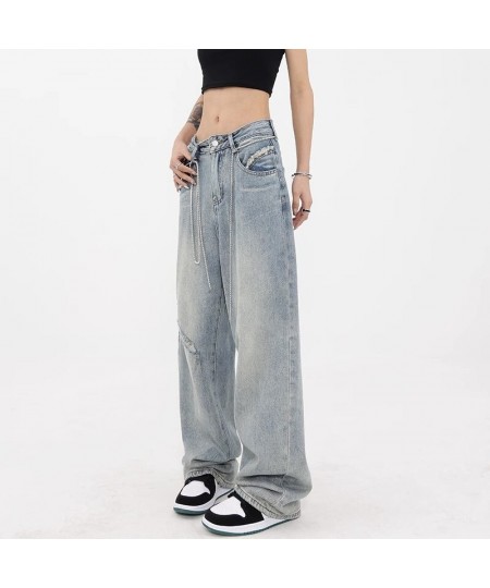 Harajuku Wide Leg Jeans for Women Vintage Streetwear Baggy Jeans High Waist Pants Denim Trousers $110.30 - Jeans