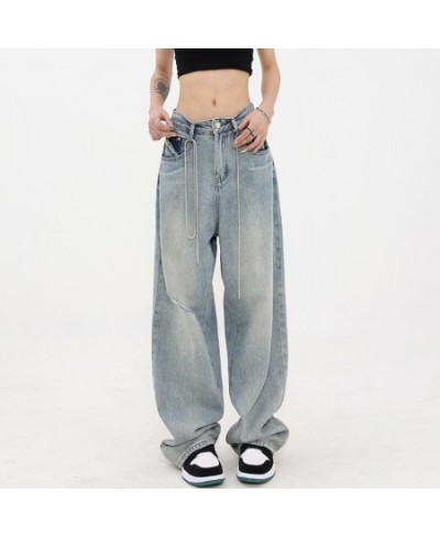 Harajuku Wide Leg Jeans for Women Vintage Streetwear Baggy Jeans High Waist Pants Denim Trousers $110.30 - Jeans