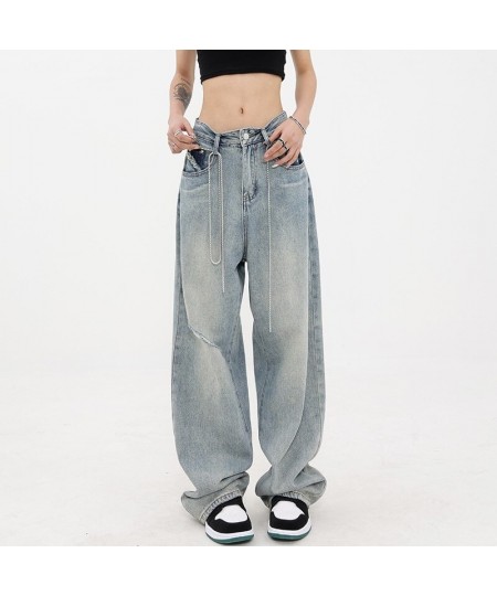 Harajuku Wide Leg Jeans for Women Vintage Streetwear Baggy Jeans High Waist Pants Denim Trousers $110.30 - Jeans