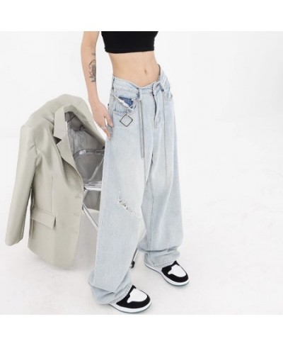 Harajuku Wide Leg Jeans for Women Vintage Streetwear Baggy Jeans High Waist Pants Denim Trousers $110.30 - Jeans