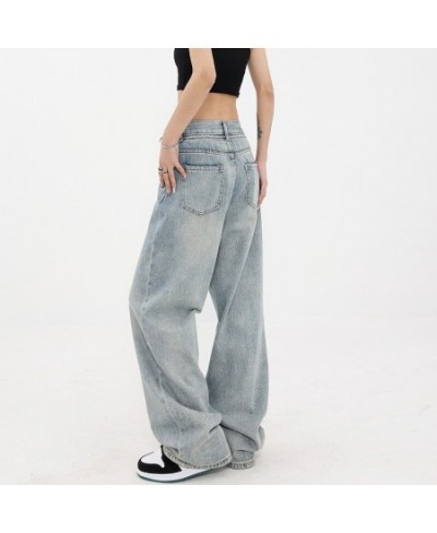 Harajuku Wide Leg Jeans for Women Vintage Streetwear Baggy Jeans High Waist Pants Denim Trousers $110.30 - Jeans