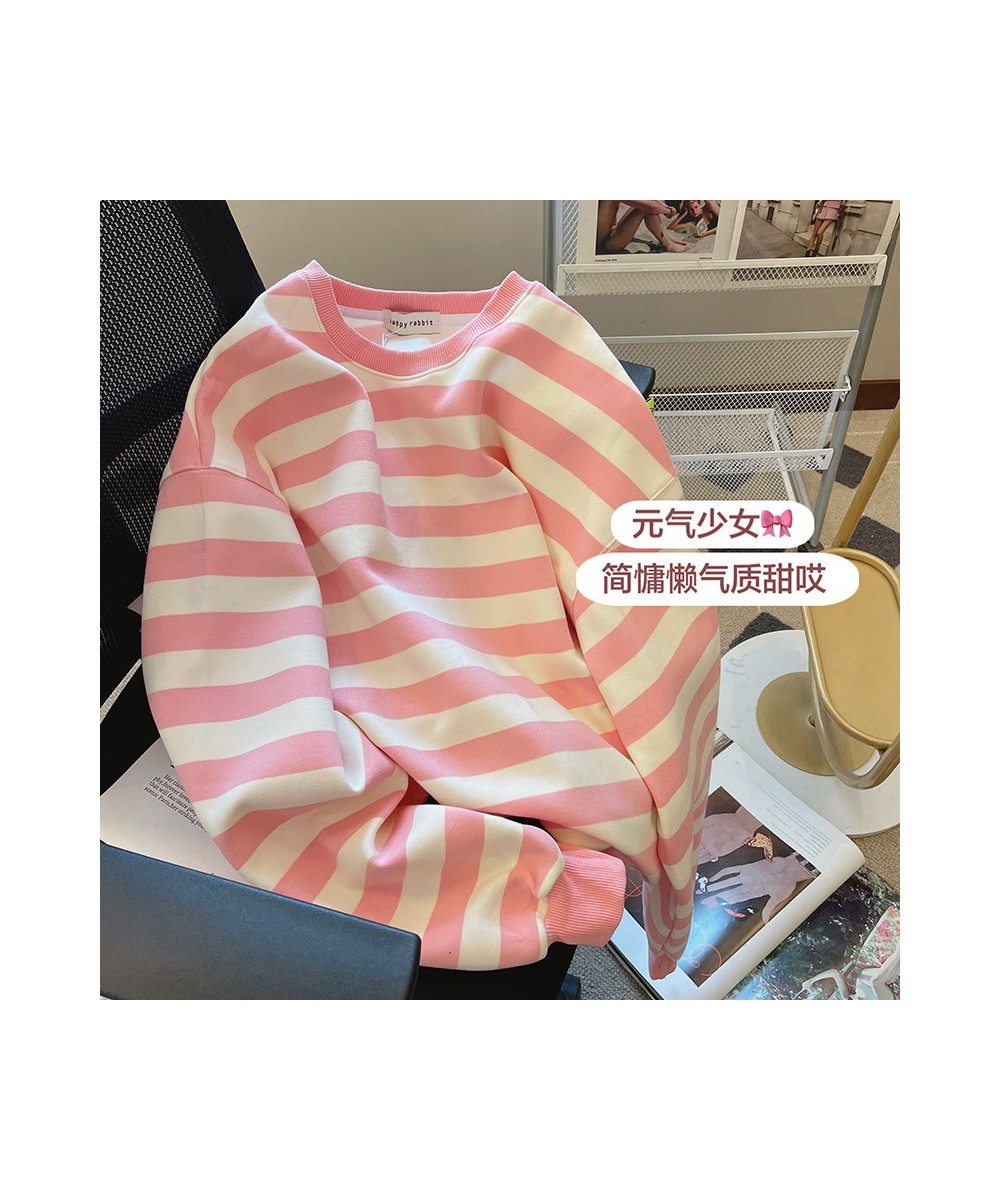 korean hoodies women harajuku pink stripe thin Sweatshirt Long Sleeve oversized hoodie young kawaii Streetwear y2k Tops cloth...