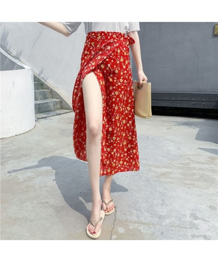 Women Skirt Summer Fashion Sexy High Waist Irregular Split Bandage Wrap Pencil Skirts Casual Floral Print Women Slim Boho $30...