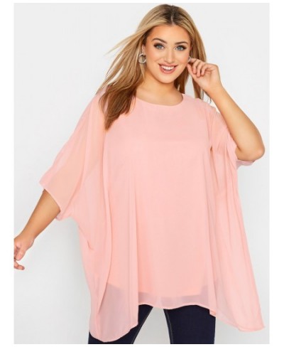 Plus Size Loose Batwing Sleeve Elegant Summer Cape Blouse Women 3/4 Sleeve Casual Work Office Tunic Tops Large Size Clothing ...