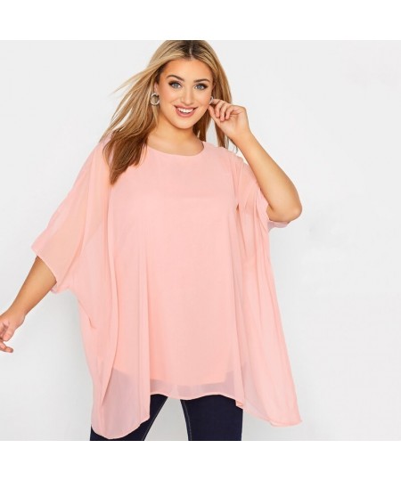 Plus Size Loose Batwing Sleeve Elegant Summer Cape Blouse Women 3/4 Sleeve Casual Work Office Tunic Tops Large Size Clothing ...