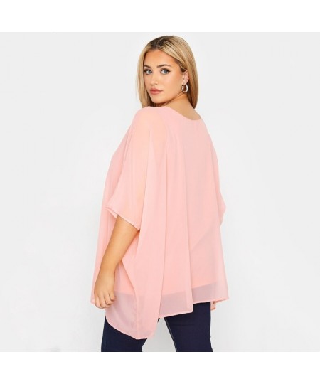 Plus Size Loose Batwing Sleeve Elegant Summer Cape Blouse Women 3/4 Sleeve Casual Work Office Tunic Tops Large Size Clothing ...