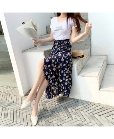 Women Skirt Summer Fashion Sexy High Waist Irregular Split Bandage Wrap Pencil Skirts Casual Floral Print Women Slim Boho $30...